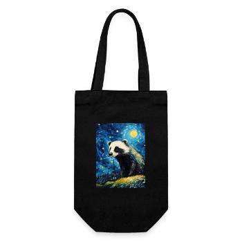 Dachs van gogh sternennacht - Geschenkbeutel für Flaschen - Schwarz - Vorne