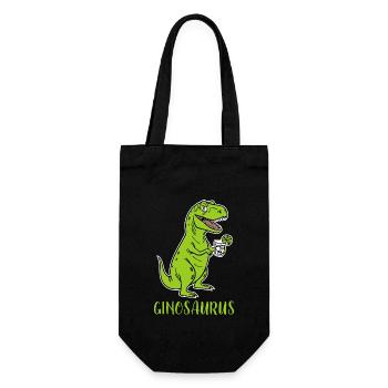 Ginosaurus - funny Trex Dino with gin - Gift Bag for Bottles - black - Front