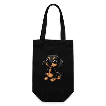Dackel DachsHund Niedlich - Geschenkbeutel für Flaschen - Schwarz - Vorne