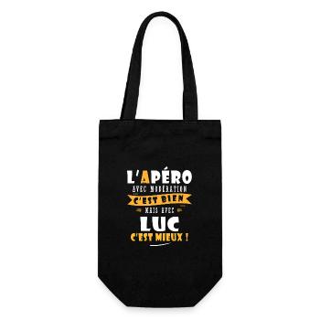 Luc Apero T shirt Humour personnalisé luc - Sac à bouteille - noir - Devant