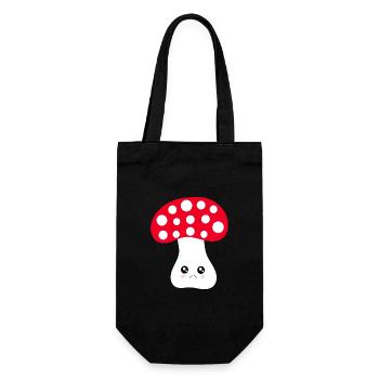 Kawaii Pilz Fliegenpilz cute rot mit Gesicht - Geschenkbeutel für Flaschen - Schwarz - Vorne