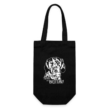Loved by a Brittany Epagneul Breton Hunde Wilsigns - Geschenkbeutel für Flaschen - Schwarz - Vorne
