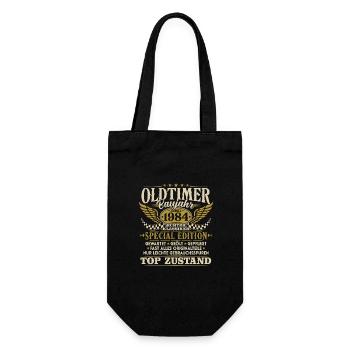 Oldtimer Baujahr 1984 Jahrgang Geburtstag Geschenk - Geschenkbeutel für Flaschen - Schwarz - Vorne