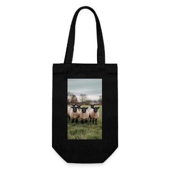 Schafe auf der Wiese - Geschenkbeutel für Flaschen - Schwarz - Vorne