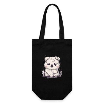 Cute Kawaii Fluffy White Animal Adorable Eyes - Gift Bag for Bottles - black - Front