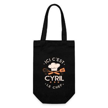 Cyril Chef Ici c est cyril le chef cuisinier - Sac à bouteille - noir - Devant