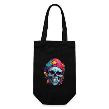 Dekorativer bunter Skull - Geschenkbeutel für Flaschen - Schwarz - Vorne