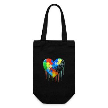 Autism Puzzle Heart - Gift Bag for Bottles - black - Front