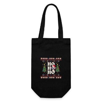 ho ho ho - schaf spruch - Ugly Christmas - Geschenkbeutel für Flaschen - Schwarz - Vorne