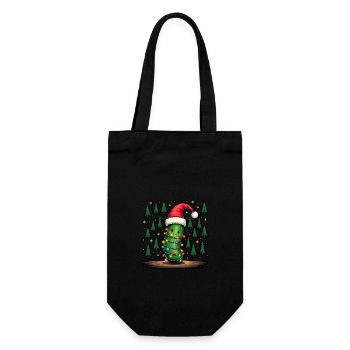 Gurke Weihnachtslichter hässlicher Weihnachtsmütze - Geschenkbeutel für Flaschen - Schwarz - Vorne