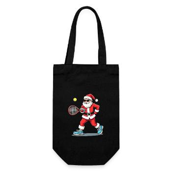 Tennis Playing Santa Claus Christmas Tennis - Gift Bag for Bottles - black - Front