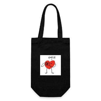 Coeur avec caméra dessin animé - Sac à bouteille - noir - Devant