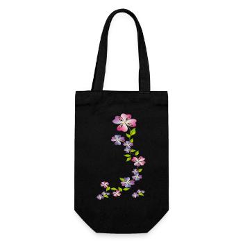 Blumenranke, Flowers - Geschenkbeutel für Flaschen - Schwarz - Vorne