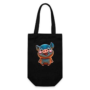 cute cartoon PIG BLACK - Gift Bag for Bottles - black - Front