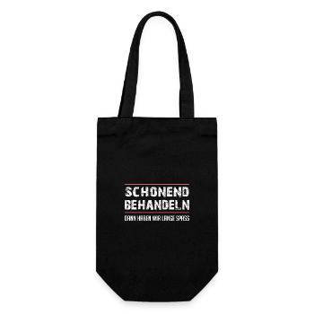 Schonend behandeln lustige Lebensweisheit - Geschenkbeutel für Flaschen - Schwarz - Vorne