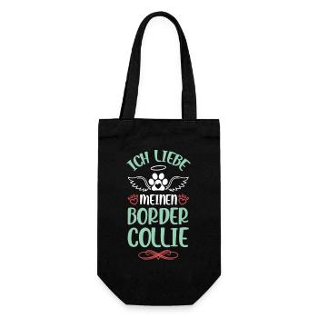 I love Border Collie - Gift Bag for Bottles - black - Front