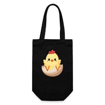Cute Chick Chicken in Egg Cuddly Design - Gift Bag for Bottles - black - Front