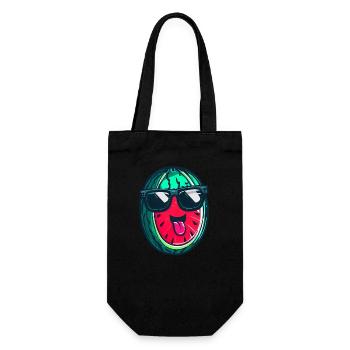 Pastèque fraîche avec lunettes de soleil - Kawaii Somme - Sac à bouteille - noir - Devant