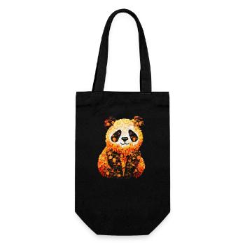 Süßer Panda im Herbstlaub - Geschenkbeutel für Flaschen - Schwarz - Vorne