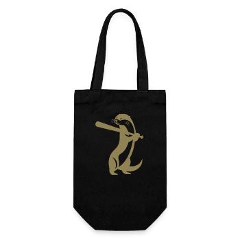 Otter Baseball Silhouette - Geschenkbeutel für Flaschen - Schwarz - Vorne
