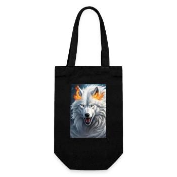 White Animal Wolf - Geschenkbeutel für Flaschen - Schwarz - Vorne