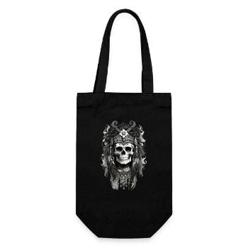 Floral Skull full - Geschenkbeutel für Flaschen - Schwarz - Vorne