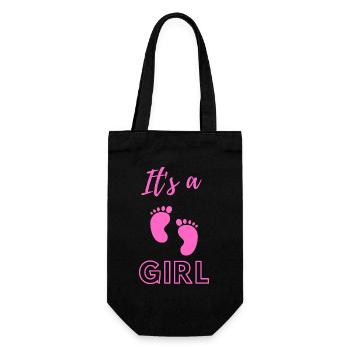 Baby Announcement Pregnancy - Girl - Surprise - Gift Bag for Bottles - black - Front