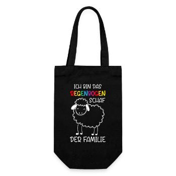 Ich Bin Das Regenbogenschaf Der Familie - Geschenkbeutel für Flaschen - Schwarz - Vorne