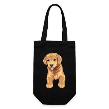Niedlicher Golden Retriever Welpe - Geschenkbeutel für Flaschen - Schwarz - Vorne