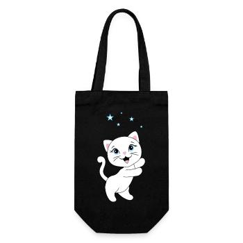Kitten catches stars - Gift Bag for Bottles - black - Front