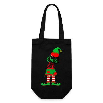Oma Elf - Geschenkbeutel für Flaschen - Schwarz - Vorne
