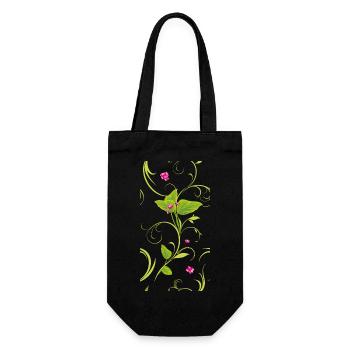 Zweig mit rosa Blüten - Geschenkbeutel für Flaschen - Schwarz - Vorne