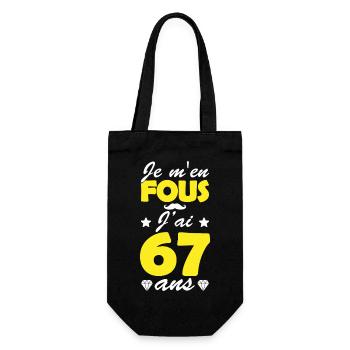 je m en fous j ai 67 ans / anniversaire 67 ans - Sac à bouteille - noir - Devant