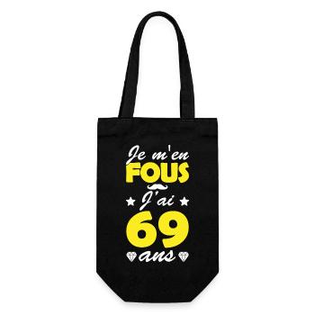je m en fous j ai 69 ans / anniversaire 69 ans - Sac à bouteille - noir - Devant