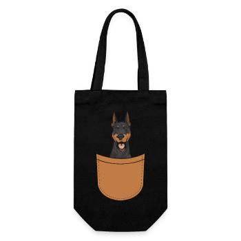 Dobermann Pinscher Hund Dobie - Geschenkbeutel für Flaschen - Schwarz - Vorne