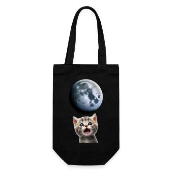 Chat miaulant vers la lune - Sac à bouteille - noir - Devant