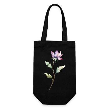 Rosa Blume in Wasserfarben style - Geschenkbeutel für Flaschen - Schwarz - Vorne