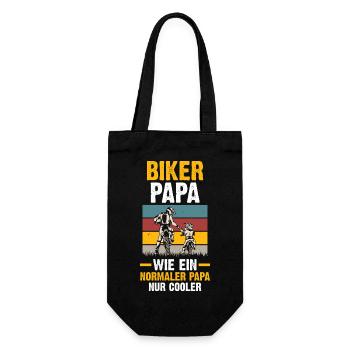 Papa vater Biker Motorradfahrer Motorrad - Geschenkbeutel für Flaschen - Schwarz - Vorne
