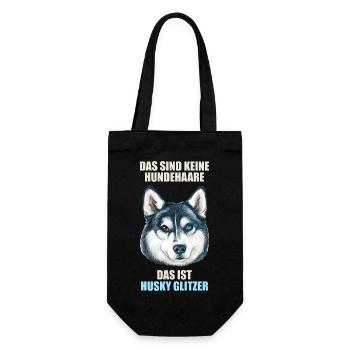 Husky Glitzer Hundehalter Hundehaare - Geschenkbeutel für Flaschen - Schwarz - Vorne