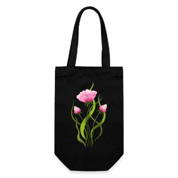 Flowers - Gift Bag for Bottles - black - Front