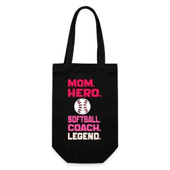 Mama Hero Softball Coach Legende Lustige Softball Mama - Geschenkbeutel für Flaschen - Schwarz - Vorne