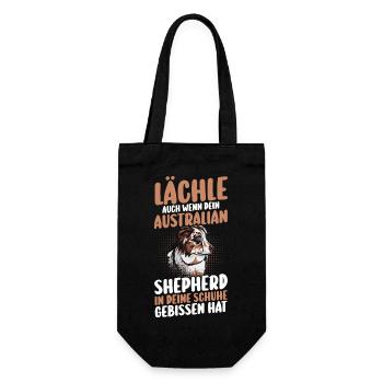 Australian Shepherd Hund Aussie - Geschenkbeutel für Flaschen - Schwarz - Vorne