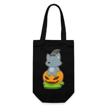 Katze Halloween Hexe - Geschenkbeutel für Flaschen - Schwarz - Vorne