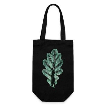 Eichenblatt - Helles Naturgrün- Blatt/ Eiche/ Baum - Geschenkbeutel für Flaschen - Schwarz - Vorne
