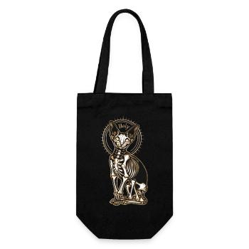 Katze Sphinx Skelett Tattoo - Geschenkbeutel für Flaschen - Schwarz - Vorne