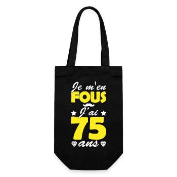 je m en fous j ai 75 ans / anniversaire 75 ans - Sac à bouteille - noir - Devant