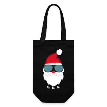 Weihnachtsmann Cool mit Sonnenbrille - Geschenkbeutel für Flaschen - Schwarz - Vorne