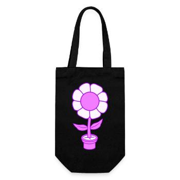 Small Pretty Happy Pink Flower Flower Pot - Gift Bag for Bottles - black - Front