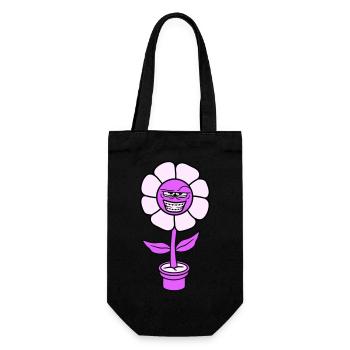 Flower Peep Nasty Mean Cool Grin Naughty Face - Gift Bag for Bottles - black - Front