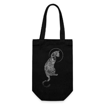 Mystical cat illustration in Zen style - Gift Bag for Bottles - black - Front